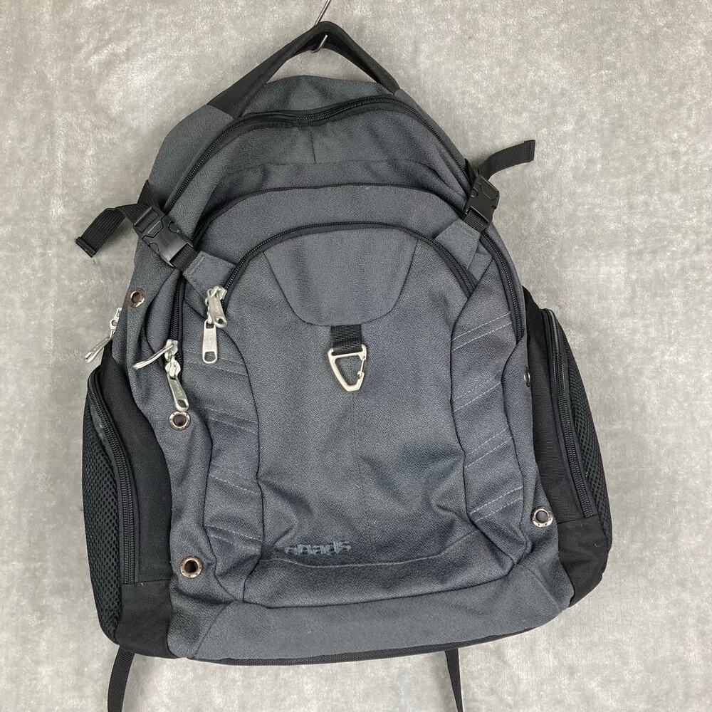 eBags EB4711 Laptop Backpack Gray Carabiner Clip Logo Embroidery Commuter Tech